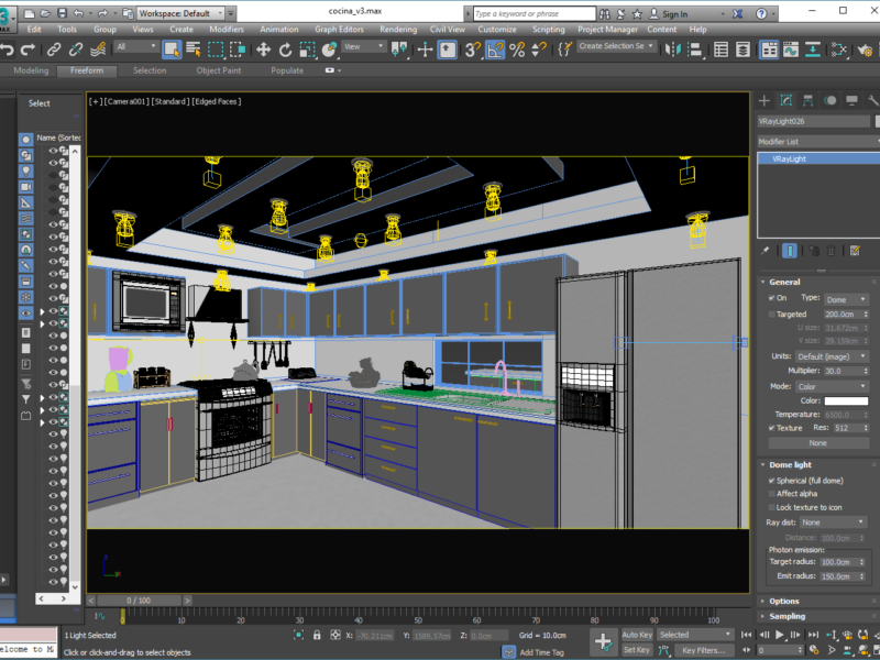 Cocina 3D Visualización Arquitectónica